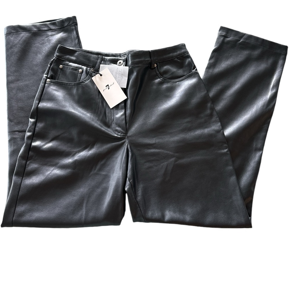 7 FOR ALL MANKIND BLACK LEATHER PANT